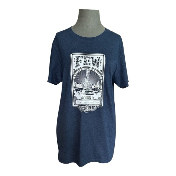Few Rye Whiskey Blue Graphic T-Shirt Men's Medium Crew Neck Cotton Blend New - Picture 1 of 4